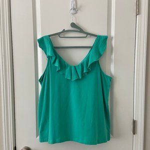 NWT - CROWN & IVY - TEAL RUFFLE TANK - XL